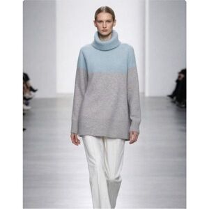 NWT New Nordstrom Signature Cashmere Colorblock Funnel Neck Sweater Size M